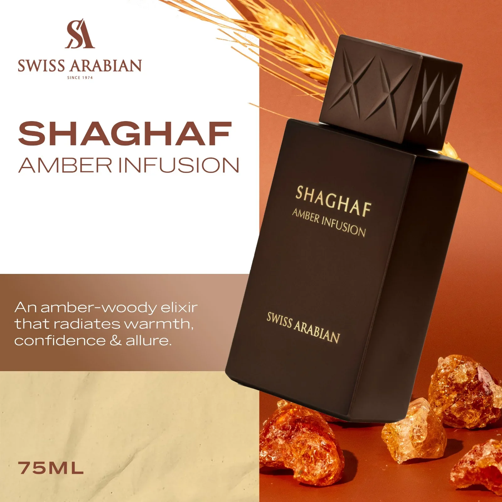 Shaghaf Amber Infusion 75ml EDP By Swiss Arabian - Image 2